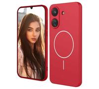 HAOYE Custodia Magnetica per Xiaomi Redmi A1 / A2 Compatibile con MagSafe, Cover in Silicone Liquido con Rivestimento in Microfibra, Bumper Protettivo - Rosso
