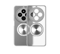 HAOYE Custodia per OPPO A40 4G / A40m, 360° Cover Obiettivo Completo con Supporto Anulare Magnetico | Custodia Mate Anturto con Cornice Elettroplaccata - Grigio