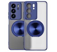 HAOYE Custodia per Realme C75 4G / C75X, 360° Cover Obiettivo Completo con Supporto Anulare Magnetico | Custodia Mate Anturto con Cornice Elettroplaccata - Blu