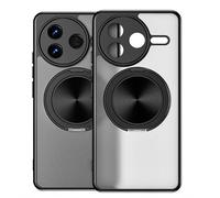 HAOYE Custodia per Xiaomi Poco F7 Pro, 360° Cover Obiettivo Completo con Supporto Anulare Magnetico | Custodia Mate Anturto con Cornice Elettroplaccata - Nero