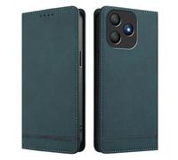 HAOYE Custodia Portafoglio in Pelle di Lusso per Blackview Wave 9C - Cover Flip Magnetica con Blocco RFID, Supporto Regolabile & Protezione - Verde Scuro