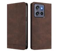 HAOYE Custodia Portafoglio in Pelle di Lusso per Fairphone 6 - Cover Flip Magnetica con Blocco RFID, Supporto Regolabile & Protezione - Marrone