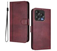 HAOYE Custodia Portafoglio Pelle per ZTE Blade V70 Vita - Flip Cover Magnetica, Slot Carte & Supporto | Guscio Retro - Rosso