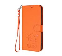HAOYE Custodia Portafoglio per Xiaomi Redmi Note 12 Pro+ Plus 5G, Design Gatto Carino, Cover in Pelle con Chiusura Magnetica, TPU Antiurto, Porta Carte & Supporto - Arancione