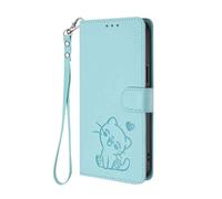 HAOYE Custodia Portafoglio per Xiaomi Redmi Note 12 Pro+ Plus 5G, Design Gatto Carino, Cover in Pelle con Chiusura Magnetica, TPU Antiurto, Porta Carte & Supporto - Verde Chiaro