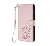 HAOYE Custodia Portafoglio per Xiaomi Redmi Note 12 Pro+ Plus 5G, Design Gatto Carino, Cover in Pelle con Chiusura Magnetica, TPU Antiurto, Porta Carte & Supporto - Rosa