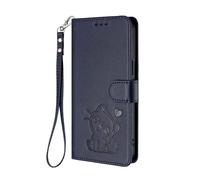 HAOYE Custodia Portafoglio per Xiaomi Redmi Note 12 Pro+ Plus 5G, Design Gatto Carino, Cover in Pelle con Chiusura Magnetica, TPU Antiurto, Porta Carte & Supporto - Blu
