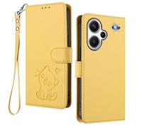 HAOYE Custodia Portafoglio per Xiaomi Redmi Note 13 Pro+ Plus 5G, Design Gatto Carino, Cover in Pelle con Chiusura Magnetica, TPU Antiurto, Porta Carte & Supporto - Giallo