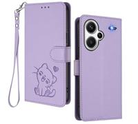 HAOYE Custodia Portafoglio per Xiaomi Redmi Note 13 Pro+ Plus 5G, Design Gatto Carino, Cover in Pelle con Chiusura Magnetica, TPU Antiurto, Porta Carte & Supporto - Viola Chiaro