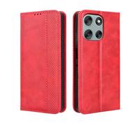 HAOYE Leather Folio Cover per Motorola Moto G56 5G, PU + TPU Leather Wallet Cover, Premium flip Case Custodia in Pelle Portafoglio con Funzione Stand, Rosso