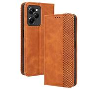 HAOYE Leather Folio Cover per Xiaomi Redmi Note 12 Pro+ (Plus) Cover, PU + TPU Leather Wallet Cover, Premium Filp Case Custodia in Pelle Portafoglio con Funzione Stand, Marrone