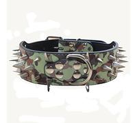 haoyueer Collare per cani con borchie a spillo affilato, larghezza 2 cm, elegante collare per cani di taglia media e grande Pitbull, Labrador, Boxer Rottweiler Pastore tedesco (mimetico, M)