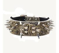 haoyueer Collare per cani con borchie in pizzo, larghezza 5,1 cm, elegante collare in pelle per cani di taglia media e grande, Pitbull, Labrador, Boxer Rottweiler, pastore tedesco, marrone dorato, M