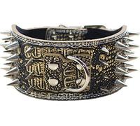 haoyueer Collare per cani in pelle con borchie taglienti da 7,6 cm per allenamento, sport, camminata, medio, grande, XL, per Pitbull, Labrador, Boxer (M, marrone oro)