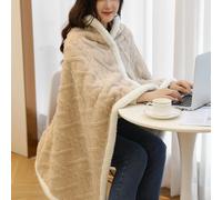 HAOYUES Poncho in Pile da Donna Spessa Scialle Sciarpa Invernale Mantello in Flanella Coperta Scialle con Bottoni Multifunzionale Sciarpa in Pile Oversize per Ufficio a Casa 90×140 cm