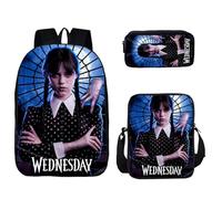 HAOYUNLAI Mercoledì Zainetti per bambini, Zaini Mercoledì Set di 3 Zaini Wednesdays Addams Zaini zaino con Borse per Il Pranzo e astucci Zaino Casual Mercoledì Zaino Scuola (style 9, 16 pollici)