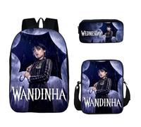 HAOYUNLAI Zaino Mercoledì Addams Set di 3 Con Borsa per Il Pranzo e Astuccio - Zaino Casual Scuola (Style 8, 16 Pollici)
