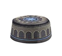 haozaikeji Cappello da preghiera musulmana da uomo Kufi Cappello da preghiera Islam Cappello turco Kufi Skull Cap Sun Hat Round Top Beanie Cap Arabia Ramadan Cappello da preghiera ricamato Taqiyah