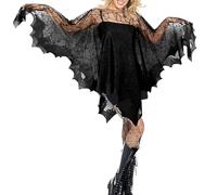 haozaikeji Mantello nero da donna per Halloween da donna ragno pizzo streghe costume in rete nero poncho mantello scialle costume per feste di Halloween Cosplay accessori abiti vestaglia, Nero ,