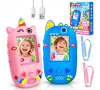 Haozozo Walkie Talkie Bambini con Video, Set Walkie-Talkie per Bambini Giocattoli Giochi Bambini 3-12 Anni con Ricaricabile USB-C, Regalo Bambini e Bambina 3 4 5 6 7 8 9 Anni