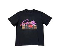 HAOZYUN Classica Donna A Maniche Corte retrò Modello Nero Stampato T-Shirt Sciolta per Uomo E Donna A Maniche Corte T-Shirt Stile Trendy-Color-1||S