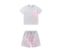 HAOZYUN Coppia Casual Trend Lettera Stampata Sciolto Manica Corta Top Street Hip Hop Pantaloncini T-Shirt Uomo E Donna-Color-3||XS