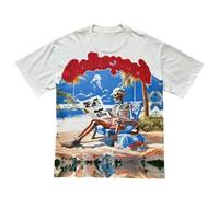 HAOZYUN Estate Adolescente Tendenza Scheletro Stampa Rotondo Collare Rilassato Coppia Maniche Corte Identico T-Shirt Cotone-Color-6||l