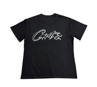 HAOZYUN Estate Rilassato Cotone Rotondo Collare Giornaliero Traspirabile Coppia Maniche Corte Uomo E Donna T-Shirt Semplice Lettera Stampa Nero T-Shirt-Color-6||l