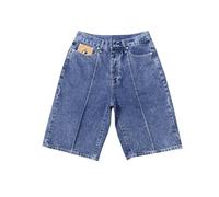 HAOZYUN Pantaloncini in Denim Nero E Blu, Pantaloni Casual Cinque Quarti di Distressed Vintage Ricamati A Stella, Pantaloncini da Pendolare Casual-Color-1||M