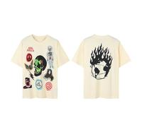HAOZYUN Primavera Estate Retro Lavaggio di Acqua Fare Vecchia Stampa Cotone Casual Uomo T-Shirt Nuovo Hip Hop Strada Coppia T-Shirt-Color-4||l