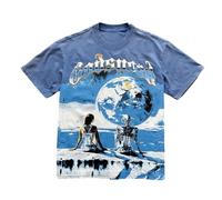 HAOZYUN Uomo E Donna T-Shirt Coppia Primavera Estate Sport Casual T-Shirt Scheletro Stampa Retro Maniche Corte-Color-6||x_l