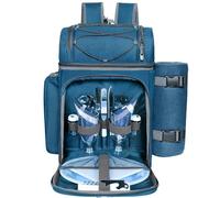 Hap Tim 2 Person Picnic Backpack with Leakproof Cooler Bag, Wine Holder, Fleece Blanket, Cutlery Set, Perfect for Beach, Day Trips, Hiking, Campeggio,