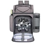 Hap Tim Cestino da picnic zaino per 2 persone con 2 scomparti refrigeranti isolati, porta vino, coperta in pile, set di posate, matrimonio