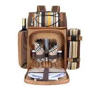 Hap Tim Zaino da picnic per 2 persone con 2 scomparti isolati, portabottiglie da vino, coperta in pile, set di posate, perfetto per spiaggia, barbecue, regali di famiglia o di nozze