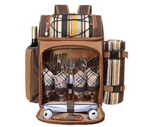 Hap Tim - Zaino da picnic per 4 persone con scomparto refrigerante, portabottiglie staccabile, coperta in pile, set di piatti e posate perfetto per attività all'aperto, escursionismo, campeggio.