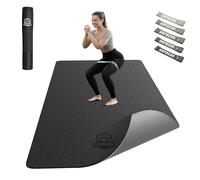 HAPBEAR Tappetino da Yoga Extra Large - 183 cm x 91 cm x 6 mm, TPE Antiscivolo, per Allenamenti a Casa, Yoga, Pilates e Stretching, Resistente, Ecologico,Inclusi Bande di Resistenza e Borsa da Portare