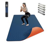 HAPBEAR Tappetino da Yoga Extra Large - 183 cm x 91 cm x 6 mm, TPE Antiscivolo, per Allenamenti a Casa, Yoga, Pilates e Stretching, Resistente, Ecologico,Inclusi Bande di Resistenza e Borsa da Portare