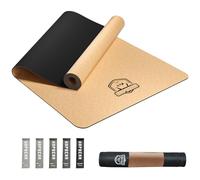 HAPBEAR Tappetino da Yoga in Sughero Antiscivolo - 183 x 116 cm - 6 mm di Spessore, 100% Naturale e Resistente Tappetino da Ginnastica per Yoga e Pilates - Bande di Resistenza e Custodia di Trasporto