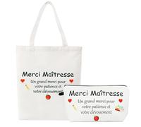 Hapculon Regalo per insegnanti, trousse per cosmetici + sacchetto di cotone, regalo per insegnanti di scuola elementare, addio, educatore, bianco, Regalo per insegnanti, trousse + sacchetto di cotone