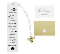 Hapculon Segnalibri Maestra Insegnate Regalo Maestre Fine Anno Asilo Segnalibro con Frasi Particolare Metallo Grazie Maestra con Busta Regalo Natale Compleanno