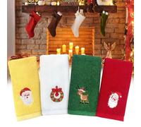 HapDeFu Asciugamani di Natale, Set 4 Asciugamani Natalizi Morbidi,Natale Asciugamani da Cucina,Per un Ambiente Bagno Festivo e Accogliente