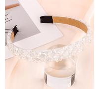 Hapdoo 1 fascia per capelli con cristalli bianchi, per donne e ragazze, graziosa fascia con perline e diamanti sintetici, per matrimonio, sposa, alla moda, accessorio per capelli per regali di