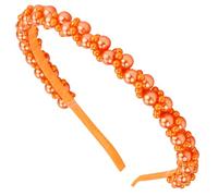 Hapdoo Cerchietti per capelli con perle arancioni, per donne e ragazze, graziose perline con perle finte, per matrimoni e spose, accessori per capelli alla moda per compleanno
