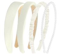 Hapdoo Cerchietto con perle bianche, da donna, set di 4 fasce con perle, per ragazze, accessori per capelli da sposa alla moda