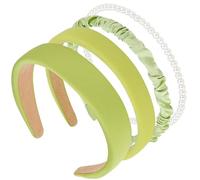 Hapdoo Cerchietto con perle verdi, da donna, set di 4 fasce con perle, per ragazze, accessori per capelli da sposa alla moda