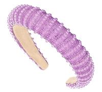 Hapdoo Cerchietto per capelli da donna, con perle viola, con strass larghi, imbottito, con perle finte, accessorio per capelli da sposa, accessori per capelli per donne e ragazze