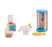 Hape Bagno con doccia per la casa delle bambole|Mobili in miniatura di qualità | Per gioco di ruolo dai 3 anni