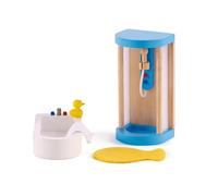 Hape Bagno con doccia per la casa delle bambole|Mobili in miniatura di qualità | Per gioco di ruolo dai 3 anni