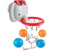Hape Bath Time Basket Elephant Pal | Gioco di tiro per vasca da bagno, 1 cerchio con ventose e 4 palline, per bambini dai 18 mesi in su