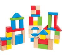 Hape Blocchi D’Acero, Set di Gioco educativo con mattoncini in Legno impilabili per Bambini Piccoli, 50 Pezzi Colorati Assortiti per Forma e Dimensioni